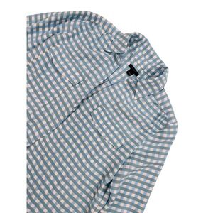 Ann Taylor Women's Blue Gingham Check Button Down Blouse Shirt Size S